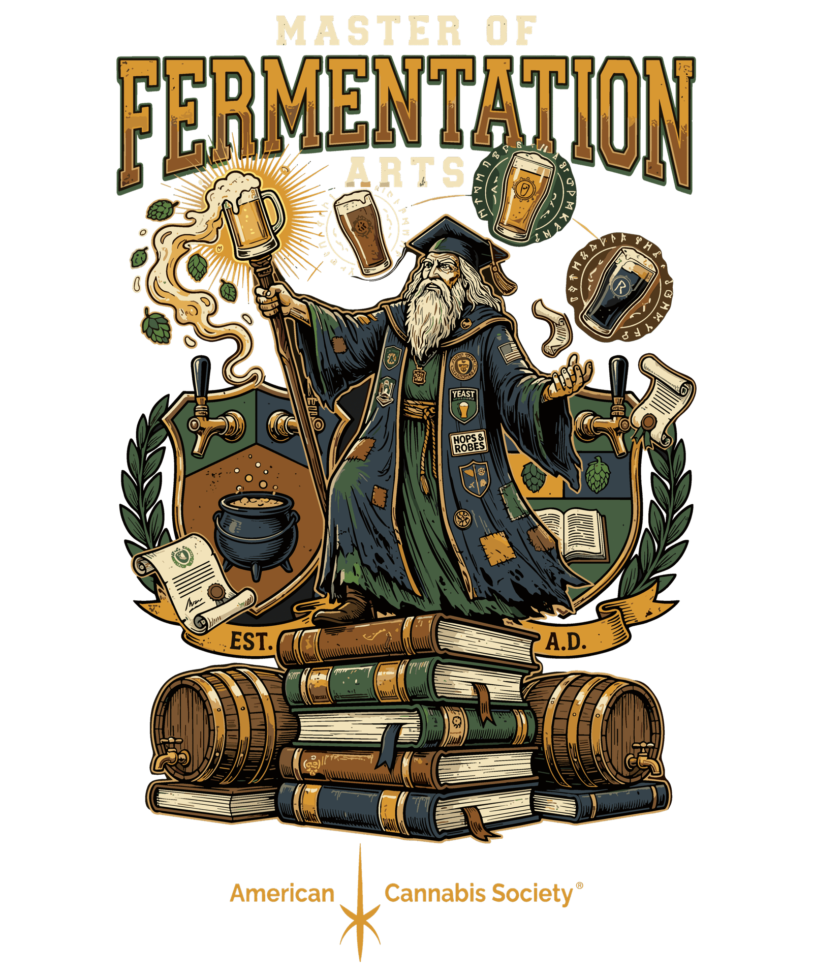 Master of Fermentation Arts cannabis apparel graphic tee sold through the THCFACTOR affiliate program