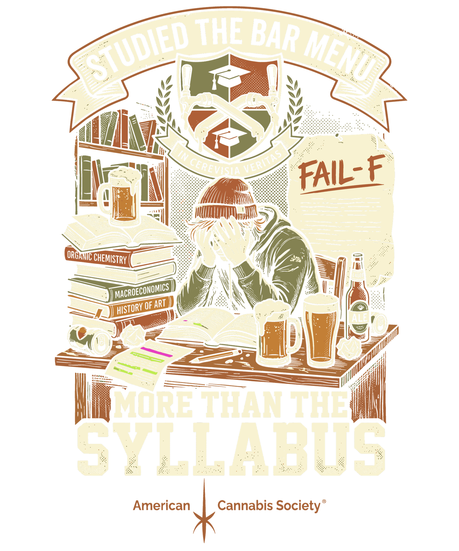 Studied the Bar Menu cannabis culture t-shirt from THCFACTOR, right in Lodi WI's backyard